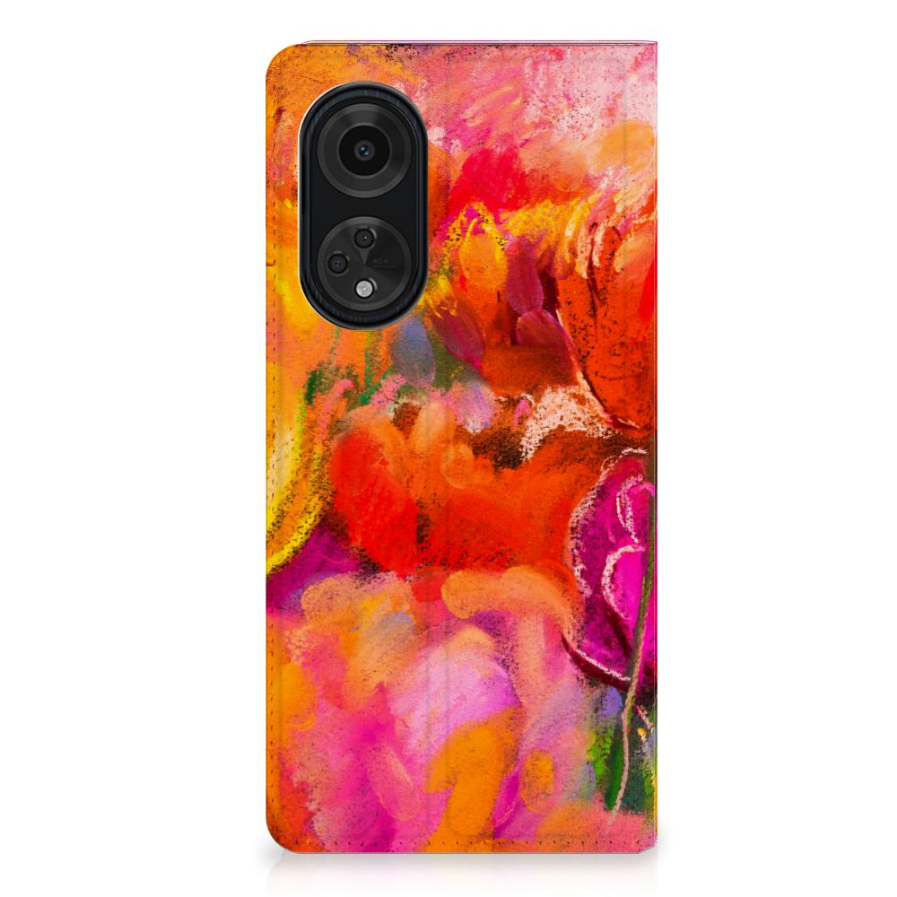 Bookcase OPPO A98 5G Tulips design voorzijde kleurrijke bloemen