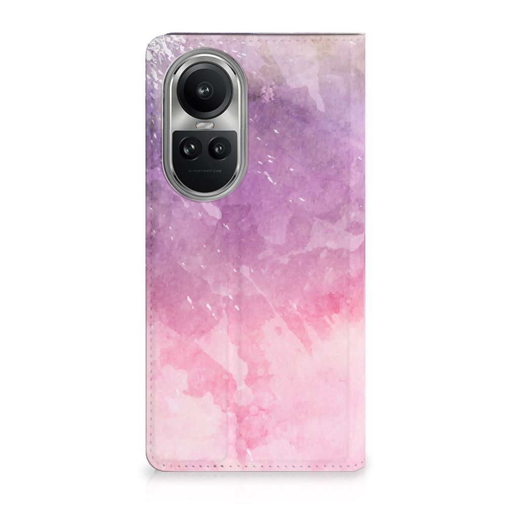 Bookcase OPPO Reno10 | 10 Pro Pink Purple Paint design watercolor voorkant