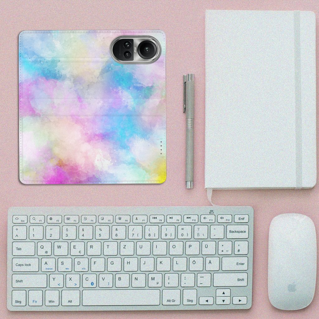 Bookcase OPPO Reno10 | 10 Pro Watercolor Light design bovenaanzicht
