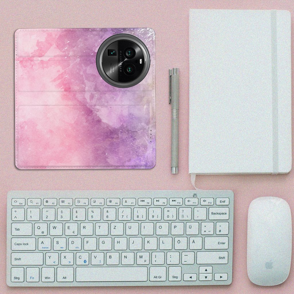 OPPO X6 Pro Bookcase OPPO X6 Pro Pink Purple Paint bovenaanzicht
