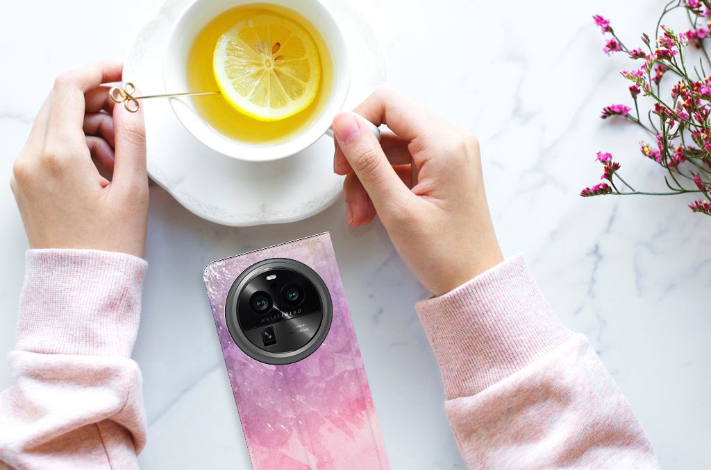 OPPO X6 Pro Bookcase OPPO X6 Pro Pink Purple Paint aanzicht
