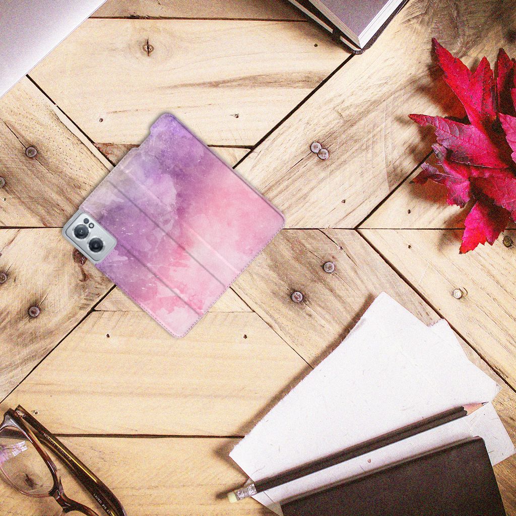 OnePlus Nord CE 2 5G Bookcase Pink Purple Paint bovenaanzicht