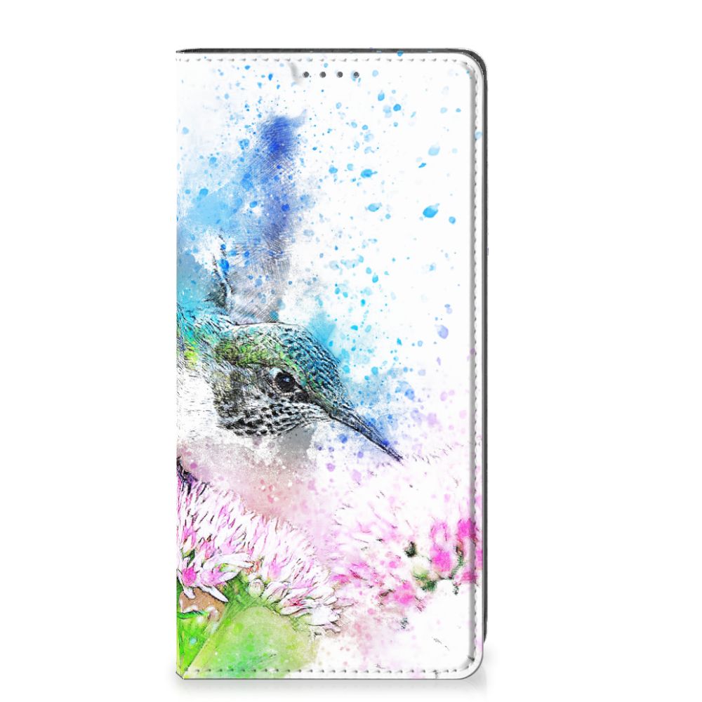 Bookcase OnePlus Nord CE 2 Lite 5G Vogel met kleurrijk design van een vogel en bloemen 🌺, perfect als cadeau.