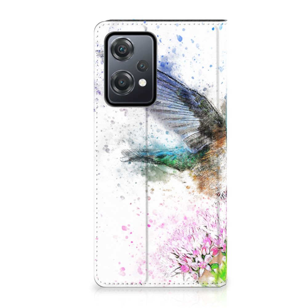Bookcase OnePlus Nord CE 2 Lite 5G Vogel met kleurrijke vogel en bloemen, perfect als cadeau voor bescherming en uitstraling.