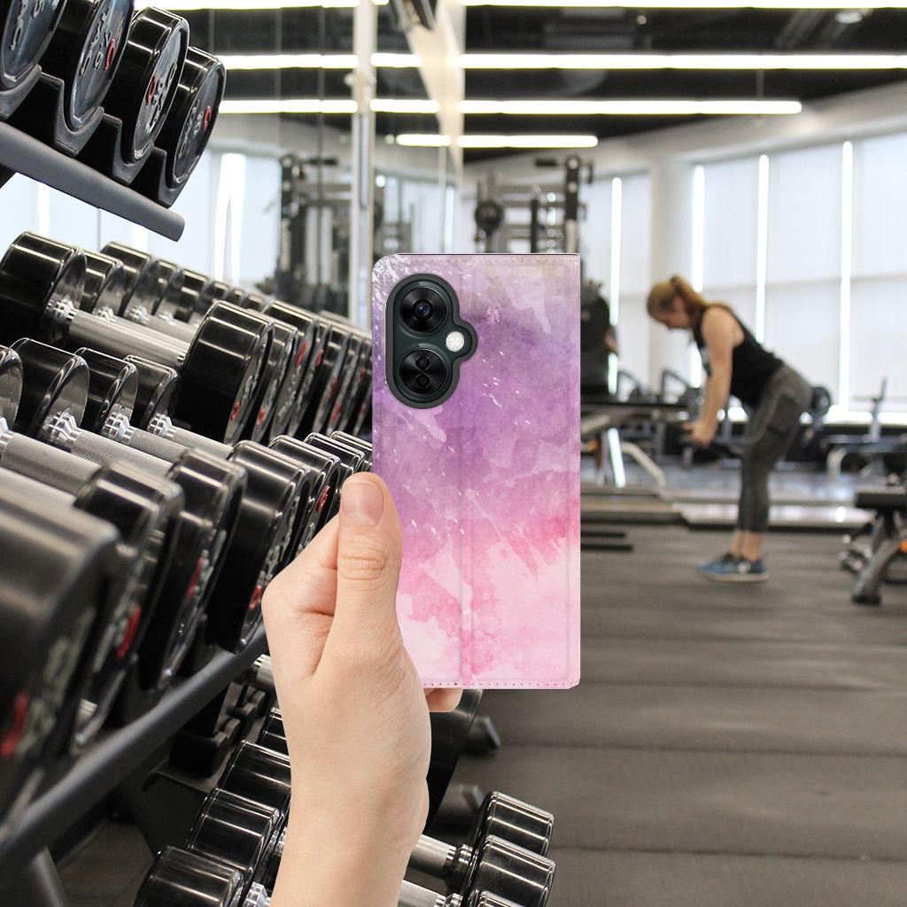 OnePlus Nord CE 3 Lite Bookcase OnePlus Nord CE 3 Lite Pink Purple Paint hand gym