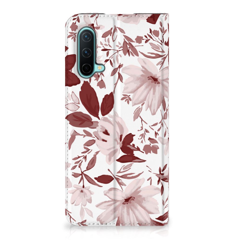 OnePlus Nord CE 5G Bookcase Watercolor Flowers voorkant