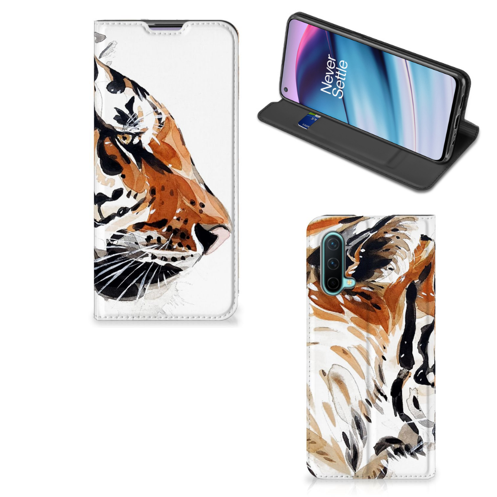 Bookcase OnePlus Nord CE 5G Watercolor Tiger - B2C Telecom