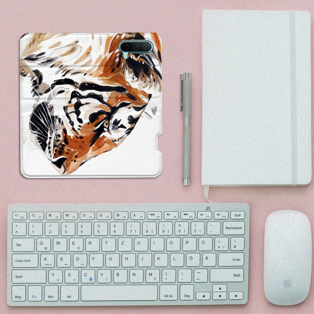 Bookcase OnePlus Nord CE 5G Watercolor Tiger - B2C Telecom