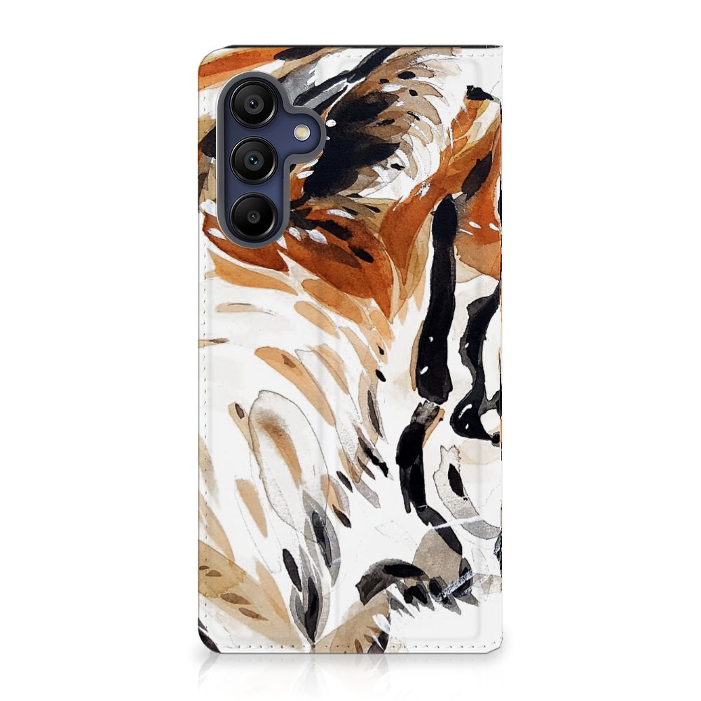 Samsung Galaxy A15 Bookcase Watercolor Tiger voorkant