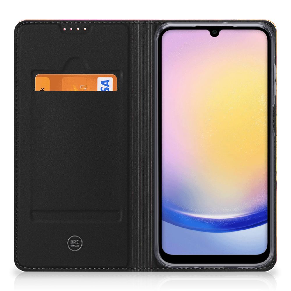 Bookcase Samsung Galaxy A25 Tulips design binnenkant met pasjesvak