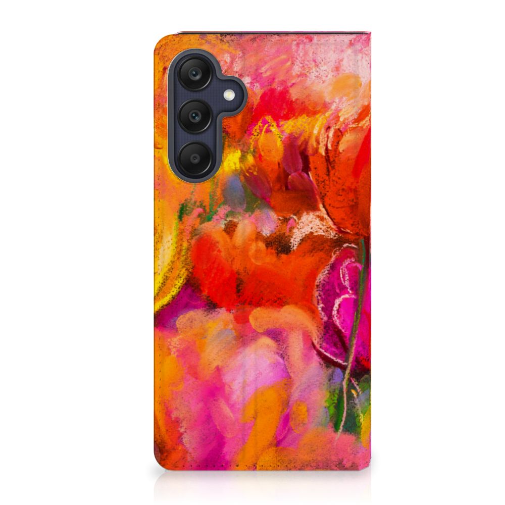 Bookcase Samsung Galaxy A25 Tulips achterkant kleurrijk bloemmotief