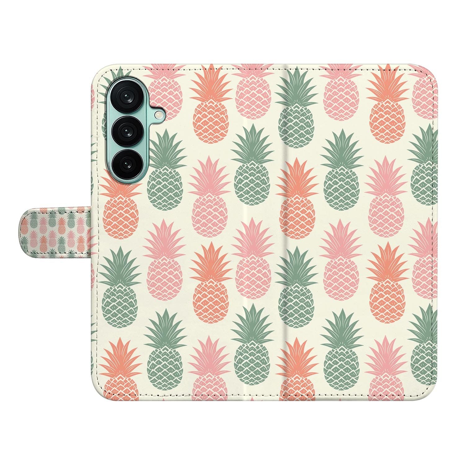 Samsung Galaxy A27 bookcase Ananas, open met pasjesvakken