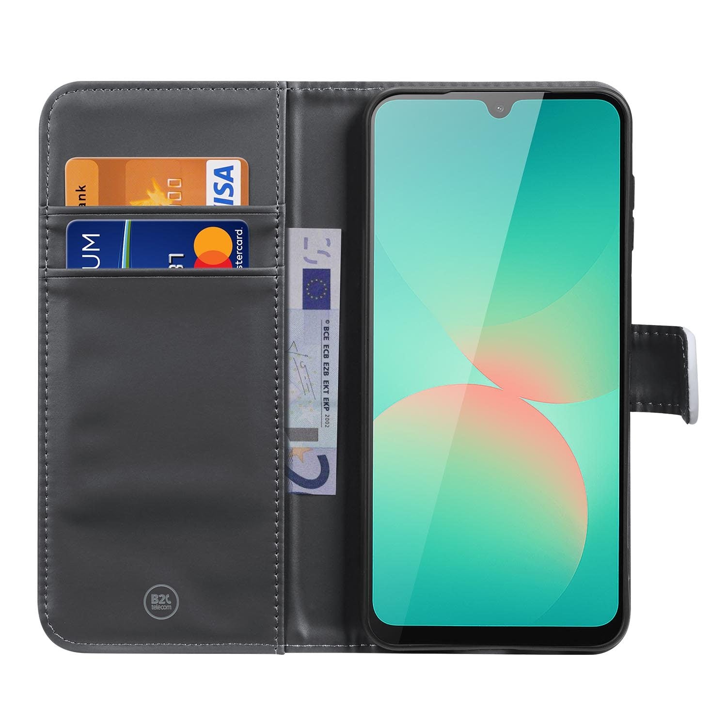 Samsung Galaxy A27 bookcase Ananas, geopende klep met binnenkant