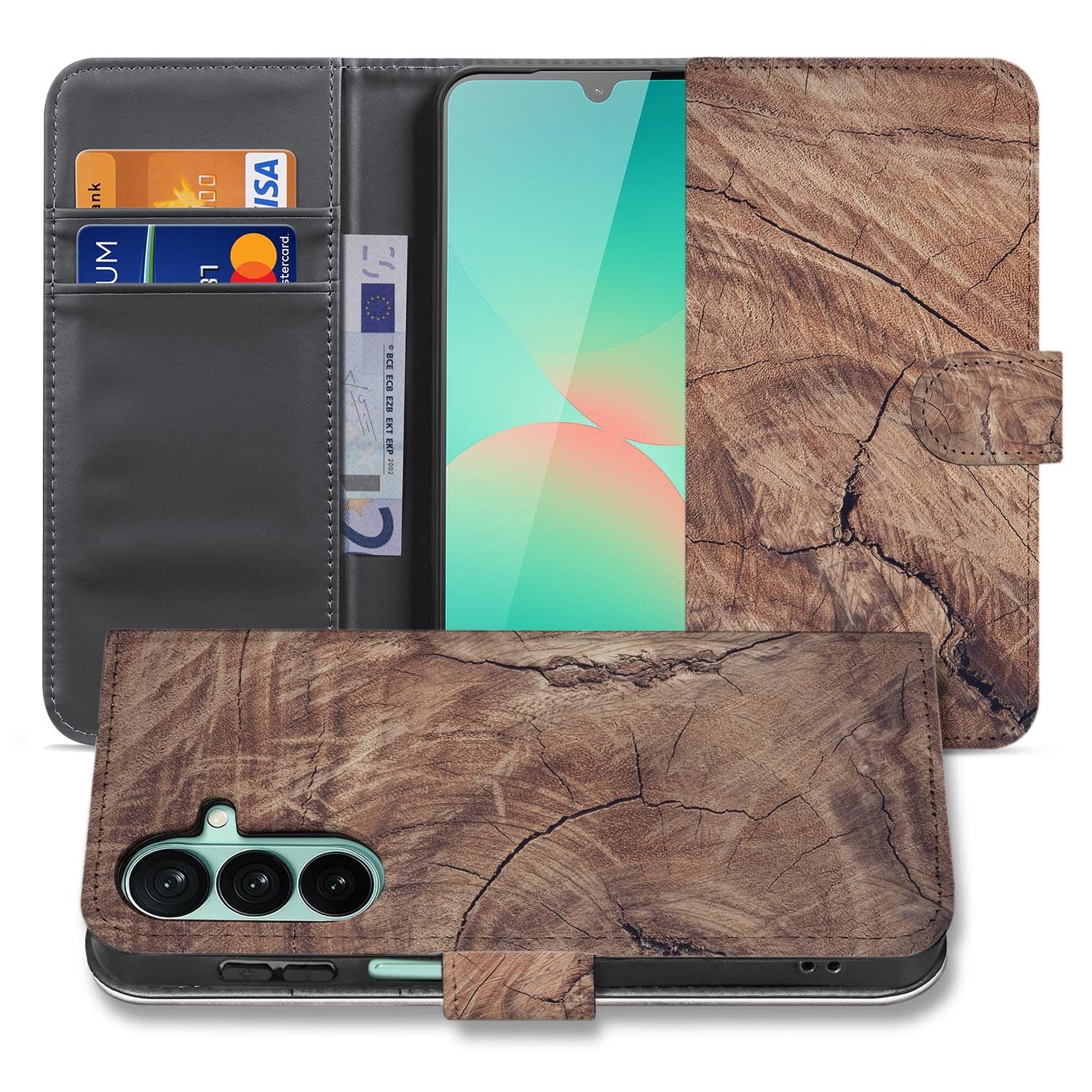 Samsung Galaxy A27 bookcase Tree Trunk, voorkant met gesloten klep