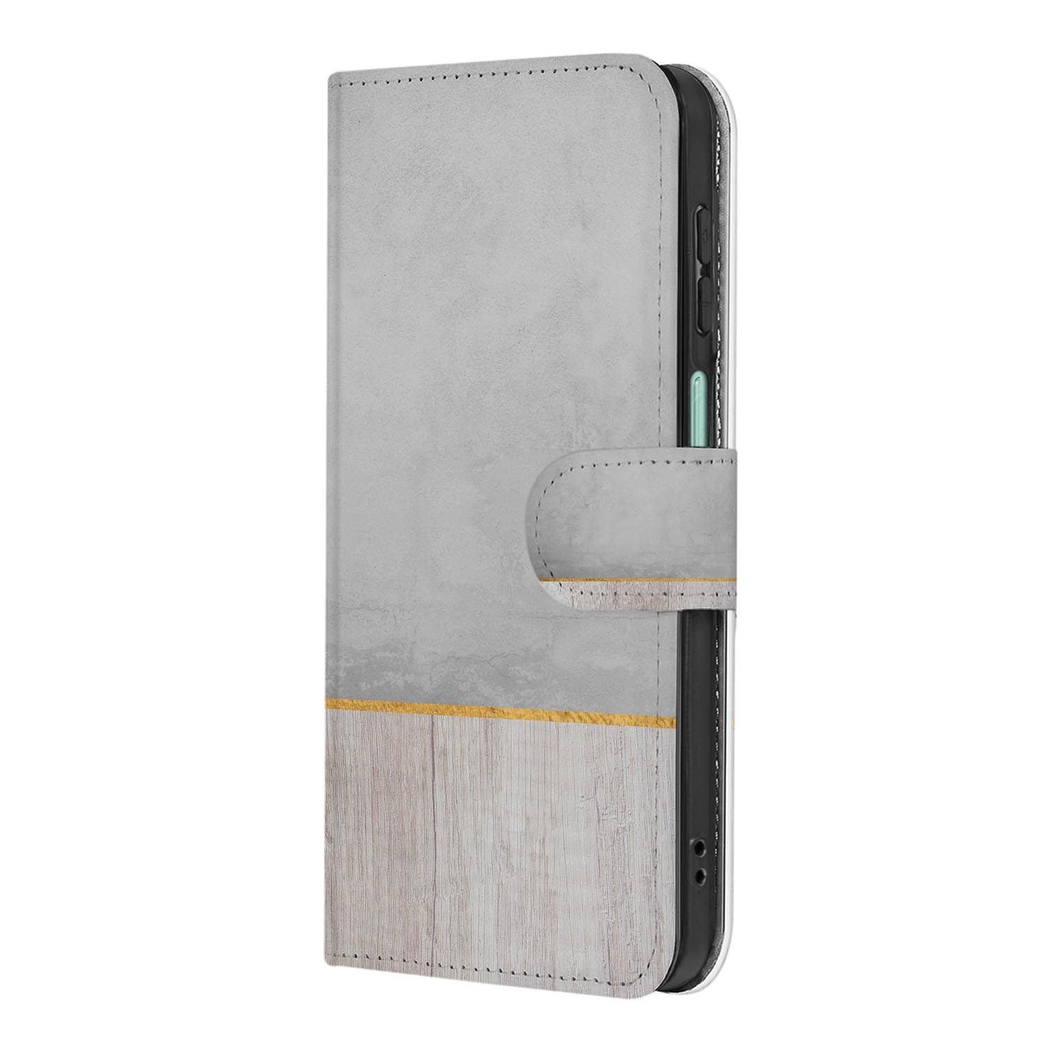 Samsung Galaxy A27 bookcase Wood Concrete, achterkant met camera-uitsparing