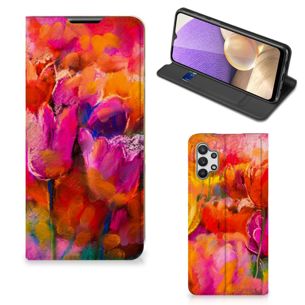 Bookcase Samsung Galaxy A32 5G Tulips voorkant achterkant standaard