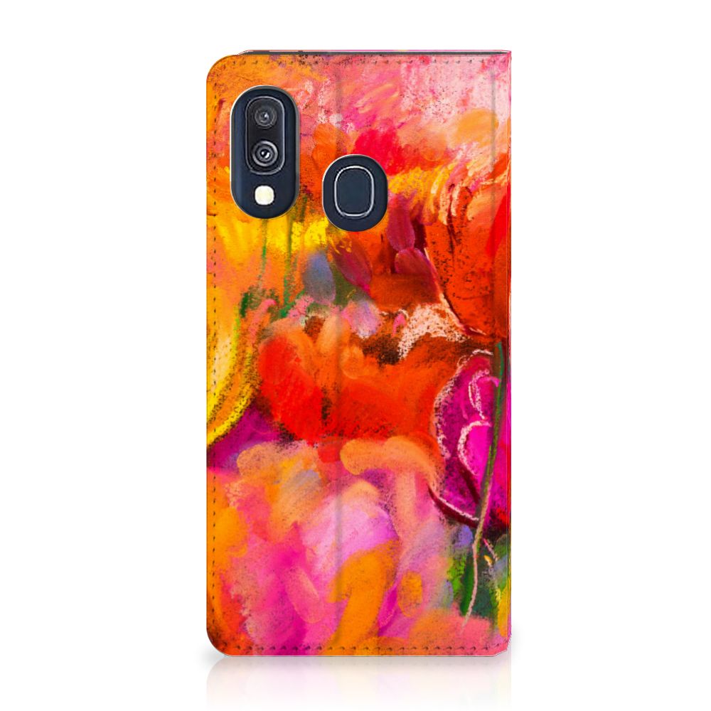 Bookcase Samsung Galaxy A40 Tulips