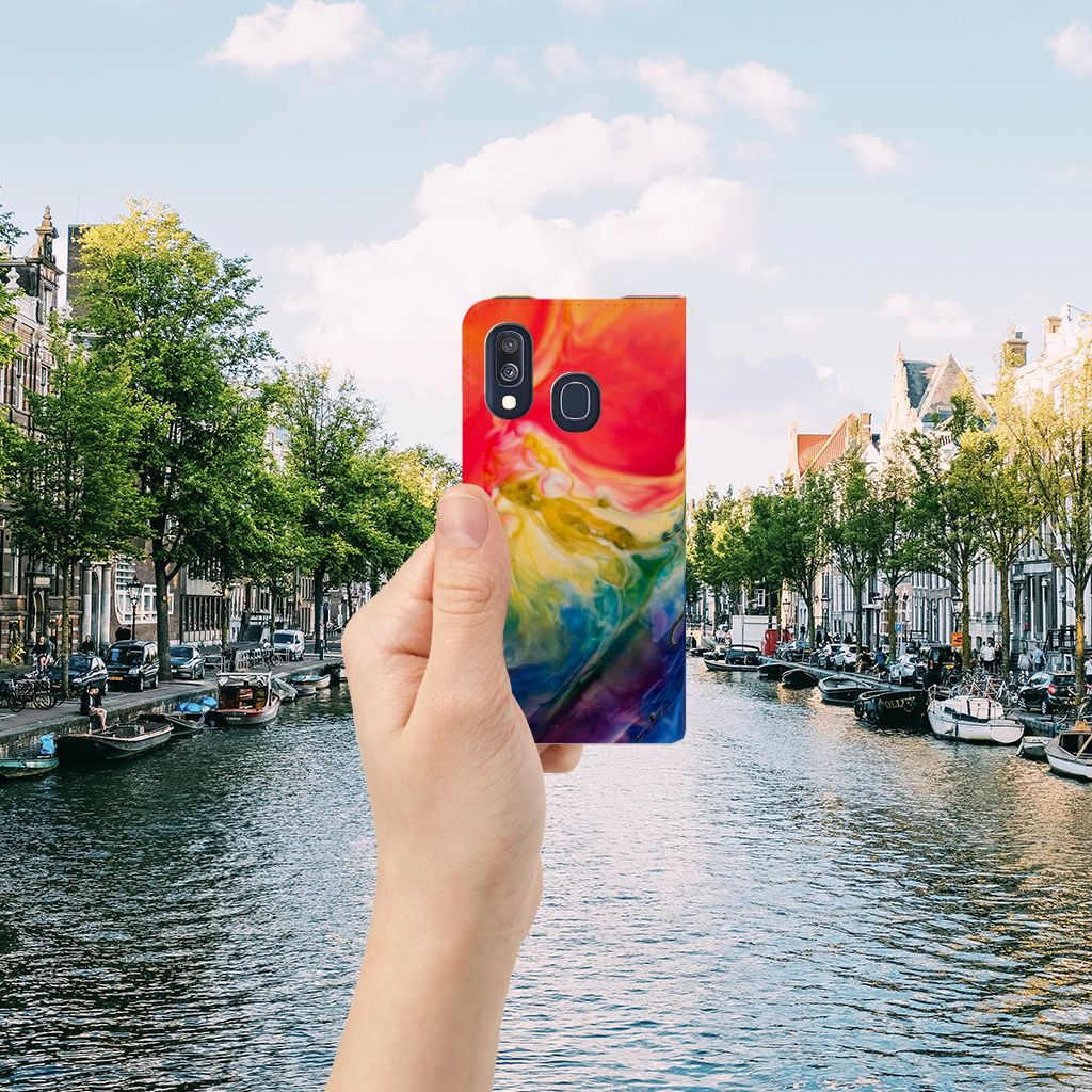 Bookcase Samsung Galaxy A40 Watercolor Dark
