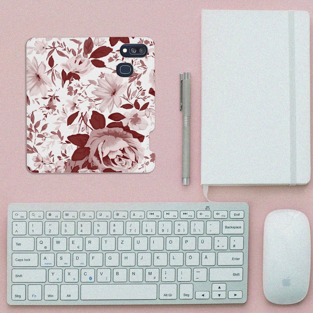 Bookcase Samsung Galaxy A40 Watercolor Flowers
