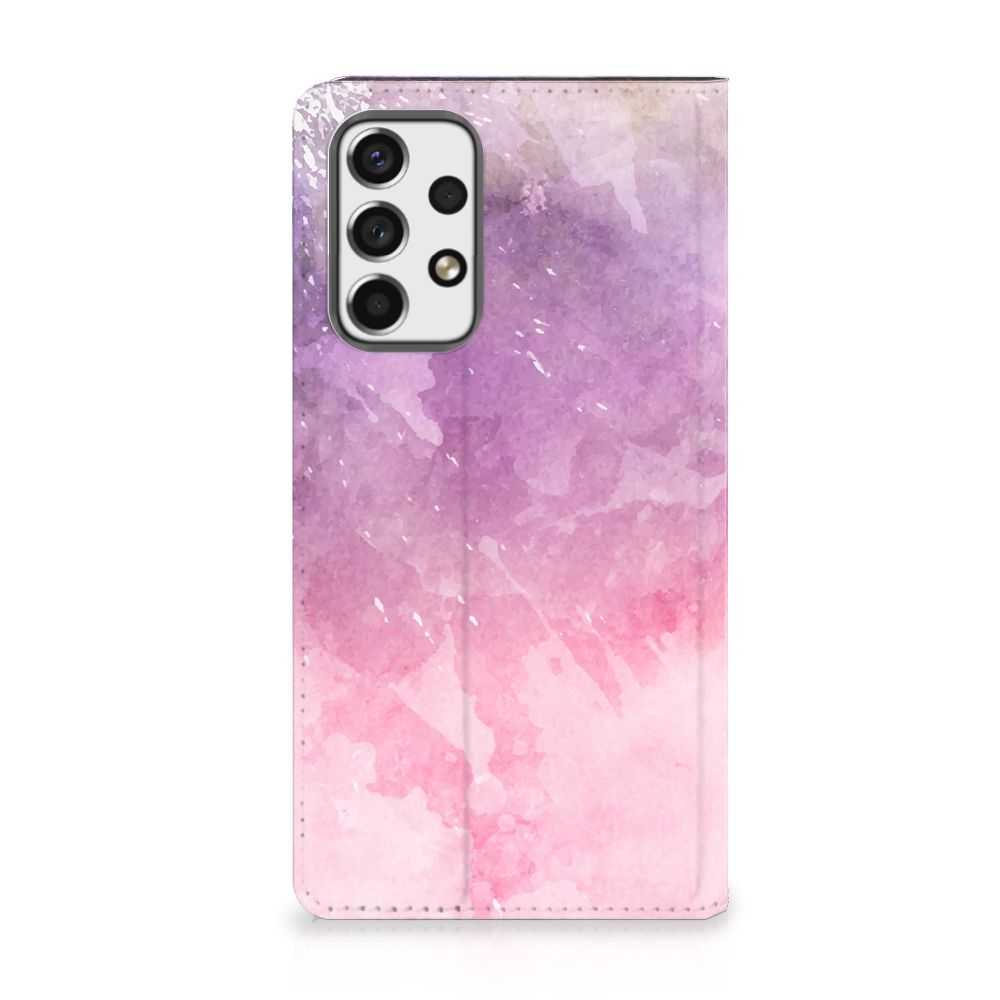 Bookcase Samsung Galaxy A53 Pink Purple Paint voorkant ontwerp waterverf