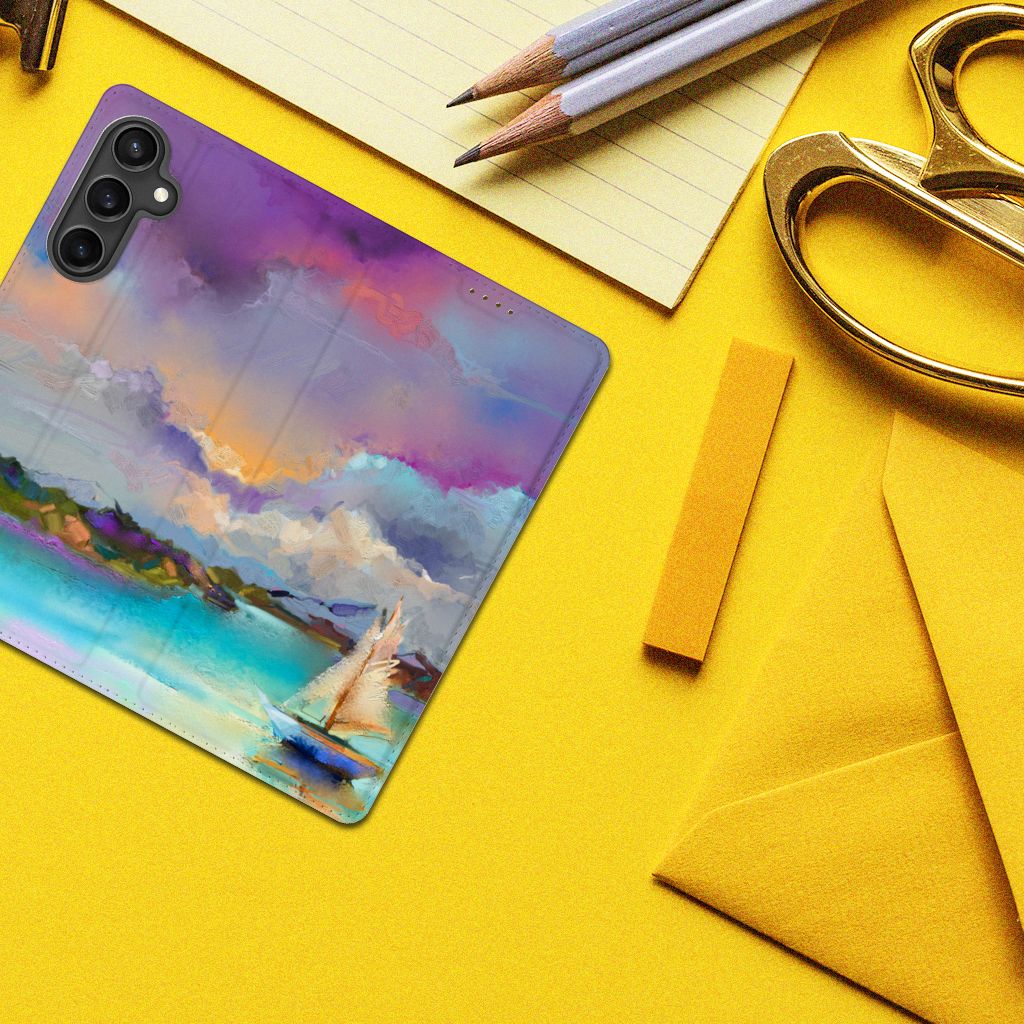 Bookcase Samsung Galaxy S23 FE Boat design bootje meer aanzicht