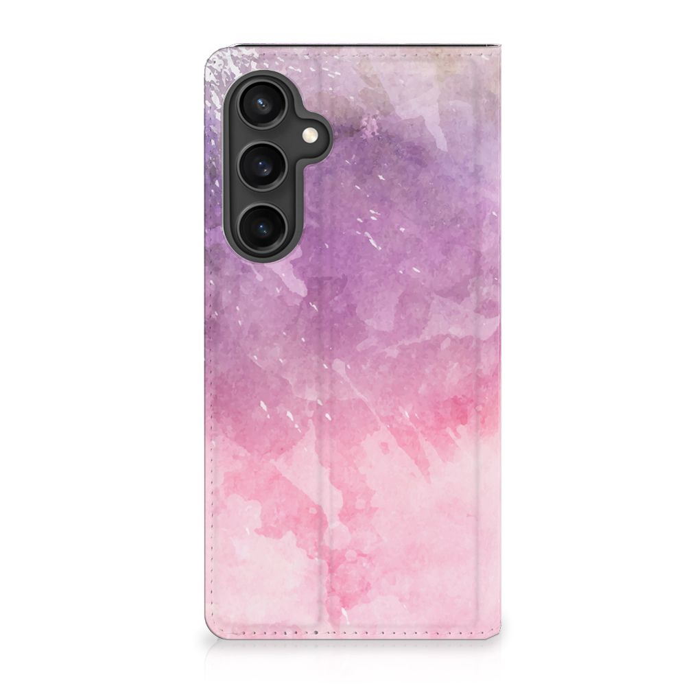Samsung Galaxy S23 FE Bookcase Pink Purple Paint design voorzijde