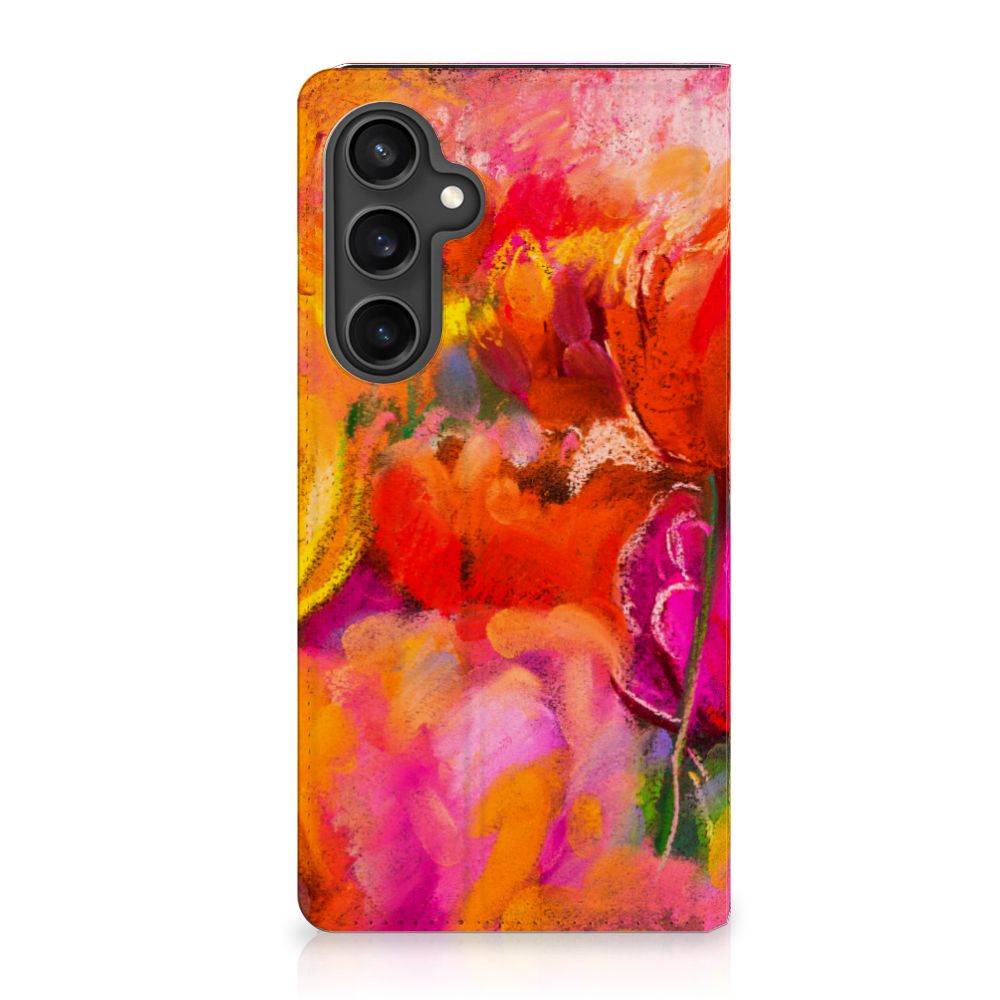 Bookcase Samsung Galaxy S23 FE Tulips telefoonhoesje tulpen design vooraanzicht