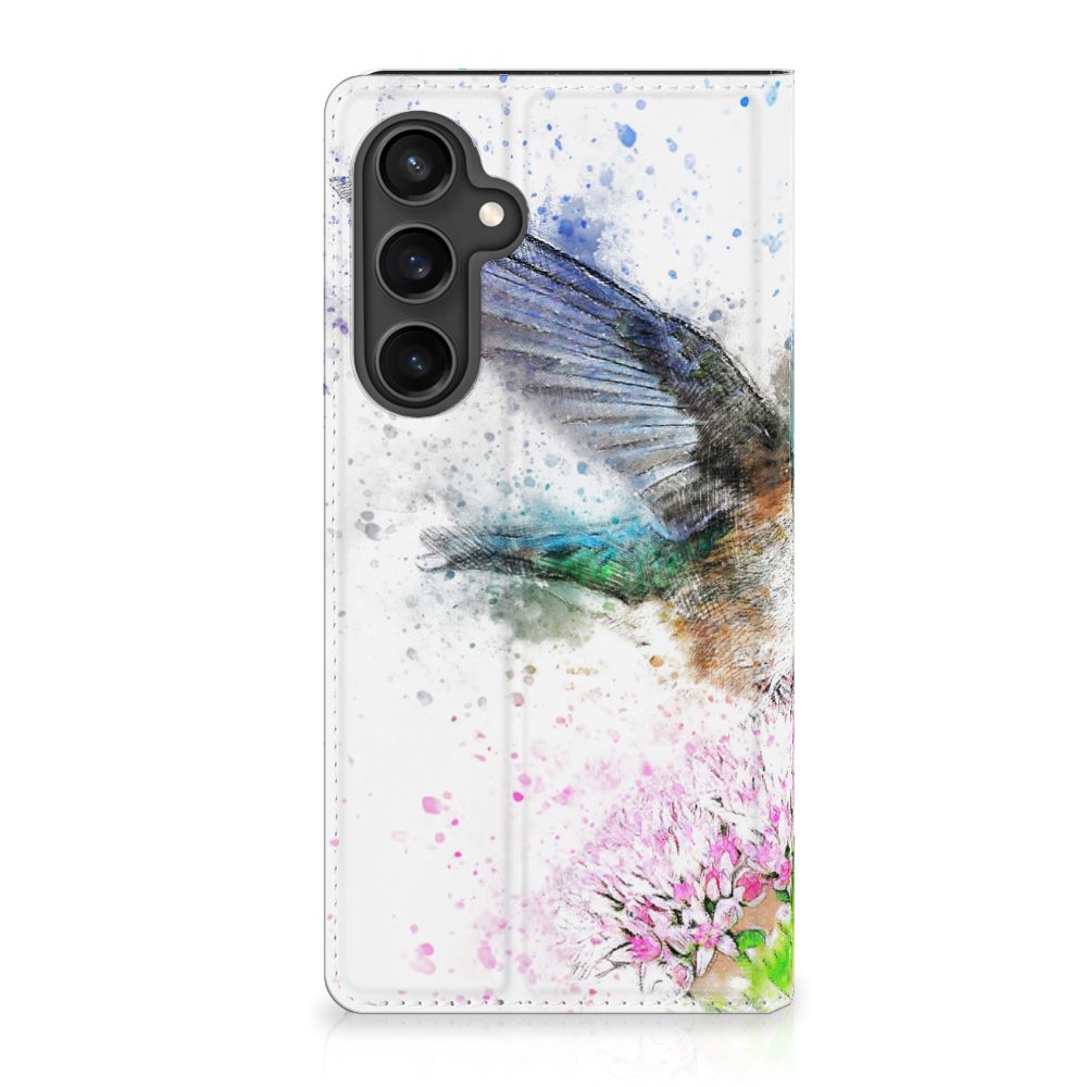 Bookcase Samsung Galaxy S23 FE Vogel design vogel bloemen aanzicht