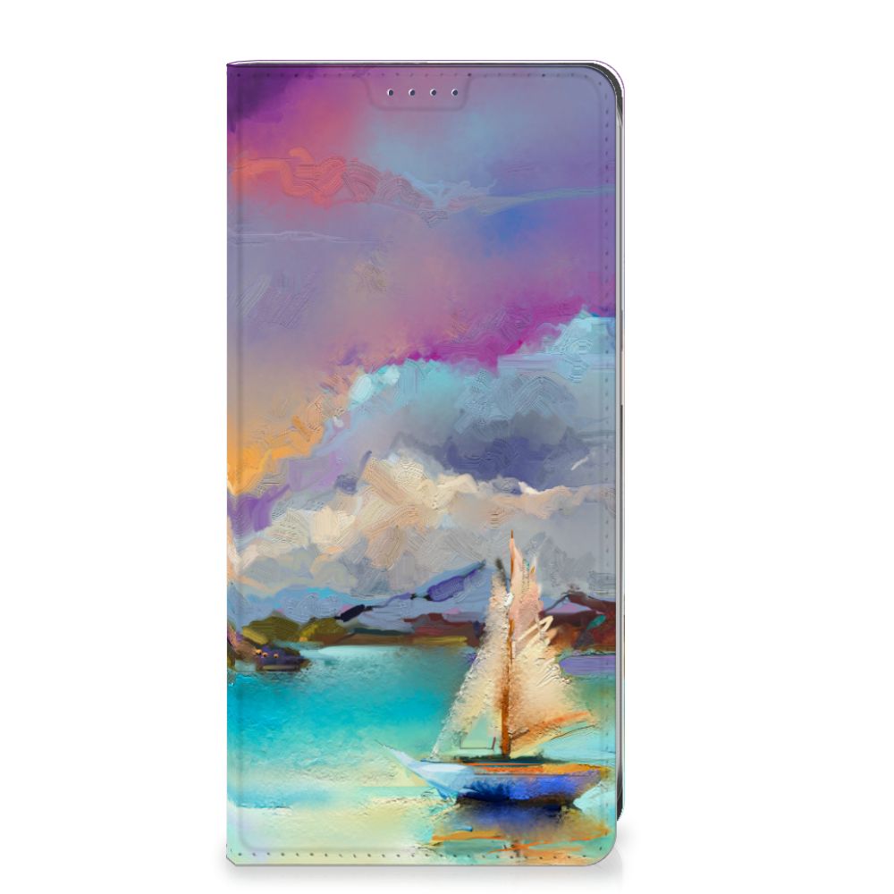 Bookcase Samsung Galaxy S24FE Boat abstract schilderij bootje meer natuur