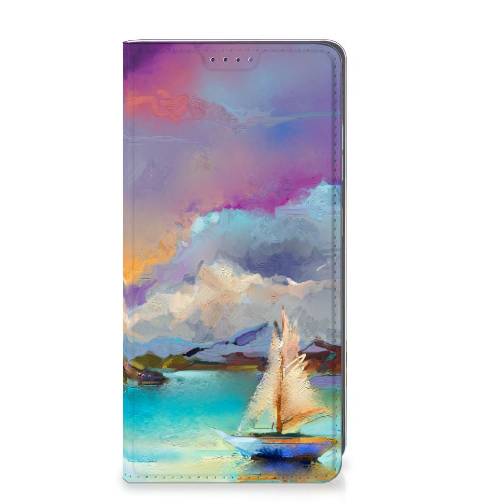 Bookcase Samsung Galaxy S25 Boat abstract schilderij bootje meer ontwerp