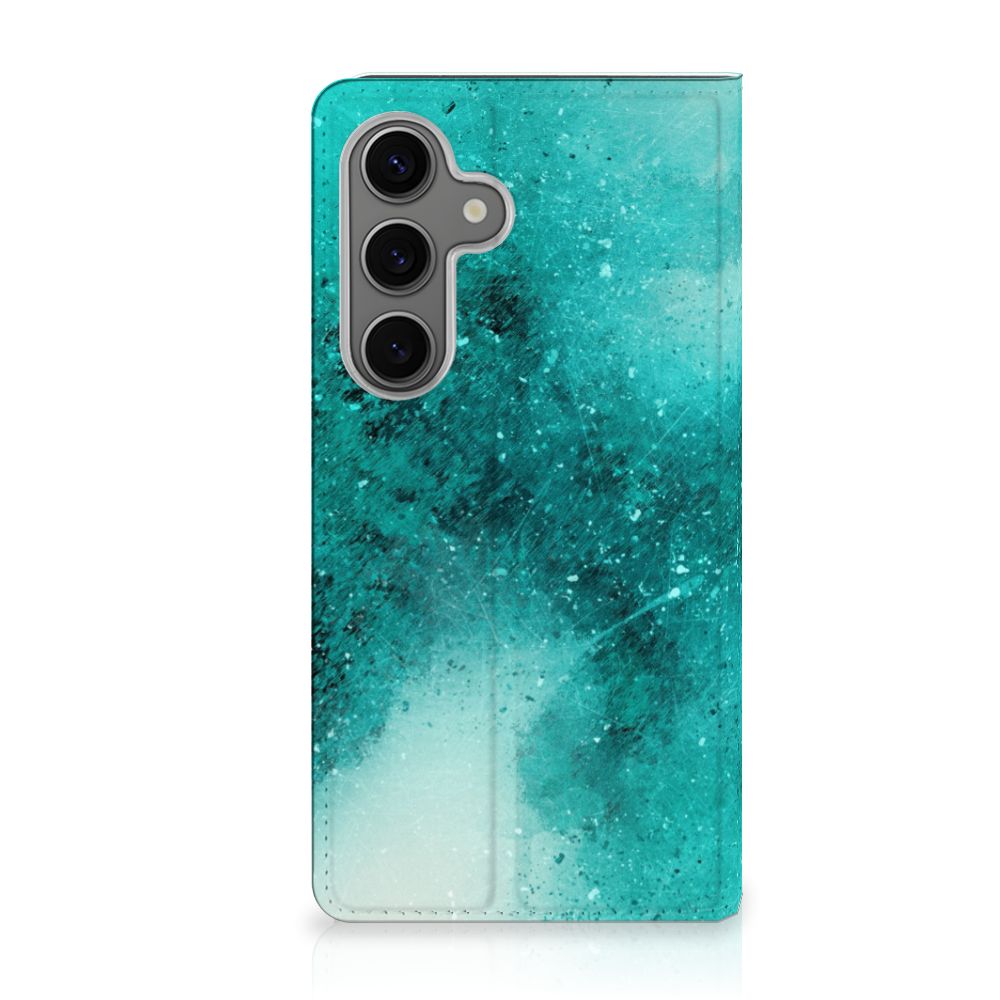 Bookcase Samsung Galaxy S25 Painting Blue design blauw aanzicht
