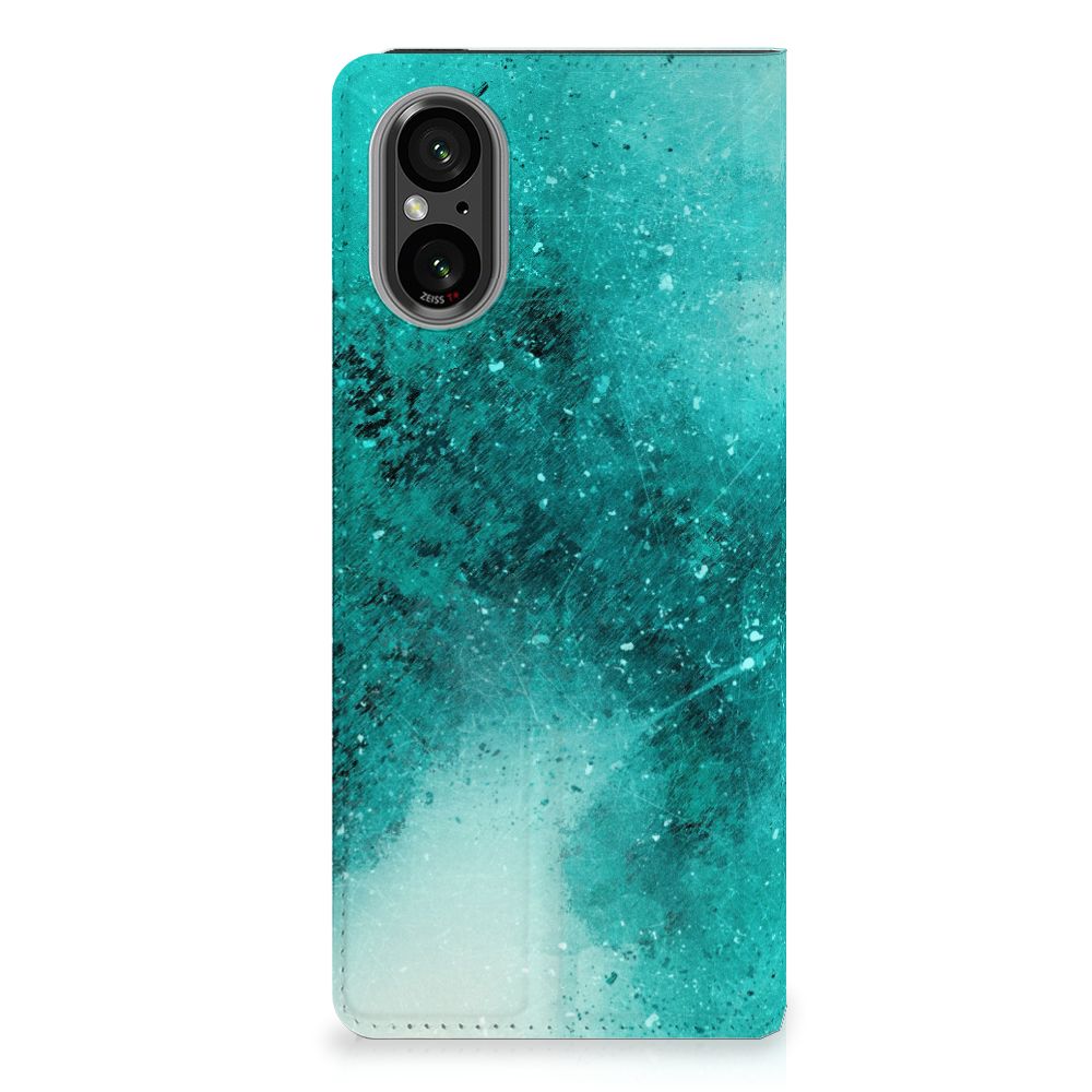 Sony Xperia 5 V Bookcase Painting Blue voorkant