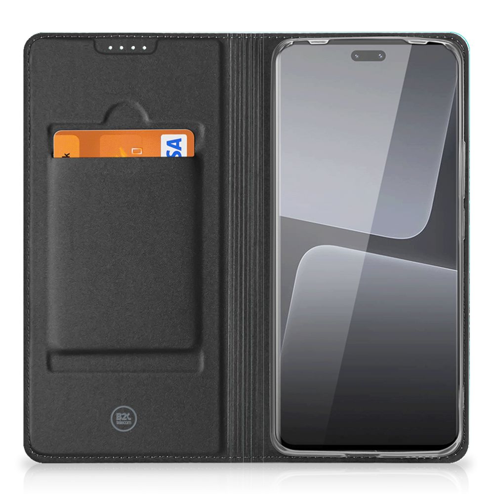 Bookcase Xiaomi 13 Lite Painting Blue telefoonhoesje binnenkant pasje standaard
