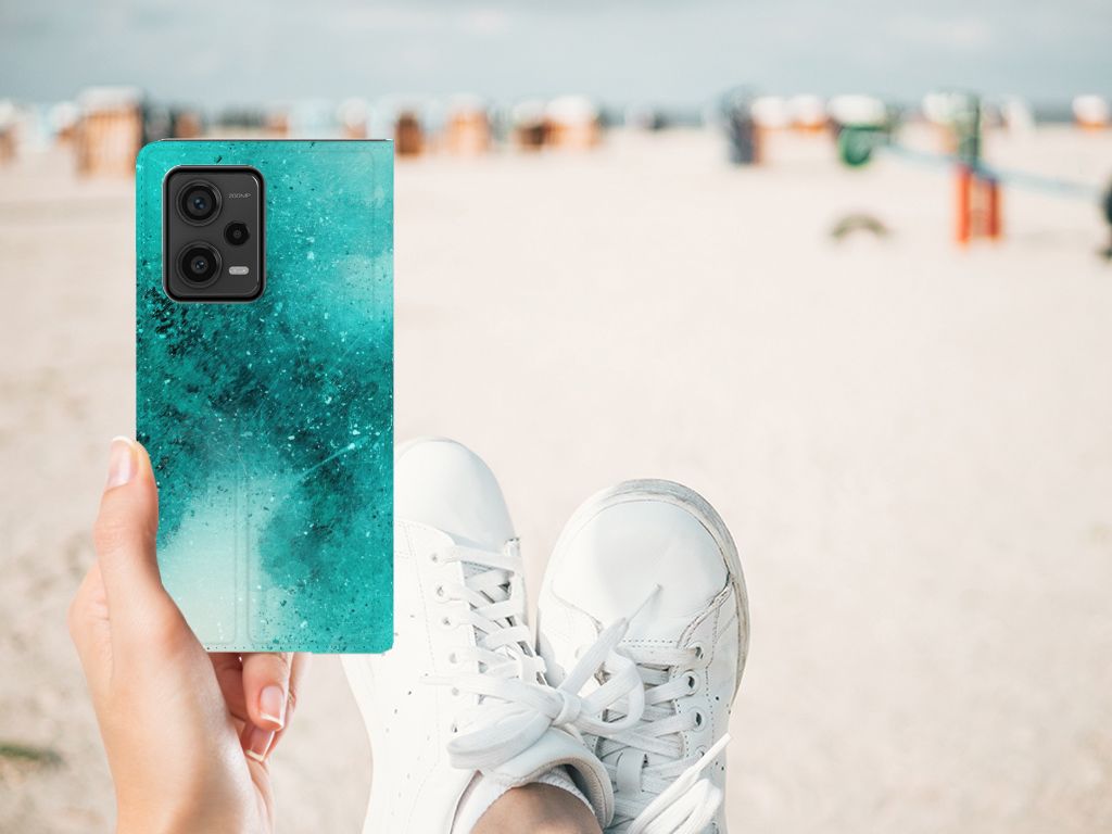 Bookcase Xiaomi Redmi Note 12 Pro Plus Painting Blue hand strand schoenen