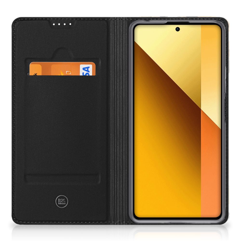 Bookcase Xiaomi Redmi Note 13 5G Watercolor Tiger zwart design voorkant