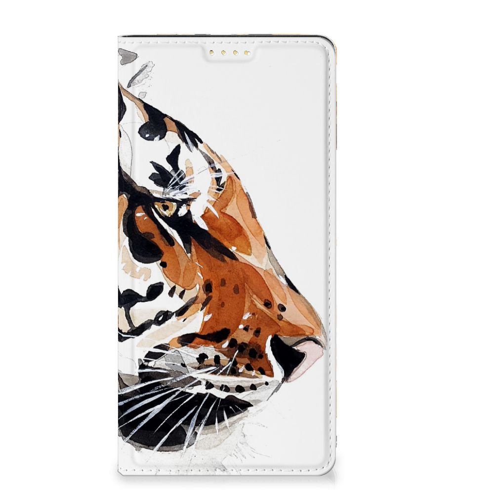 Bookcase Xiaomi Redmi Note 13 5G Watercolor Tiger tijger design vooraanzicht