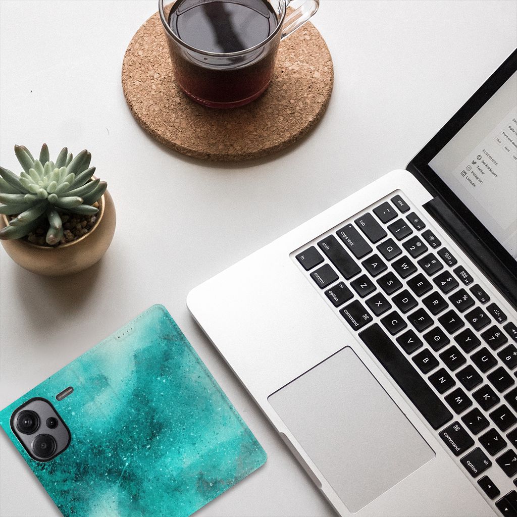 Bookcase Xiaomi Redmi Note 13 Pro Plus Painting Blue aanzicht design