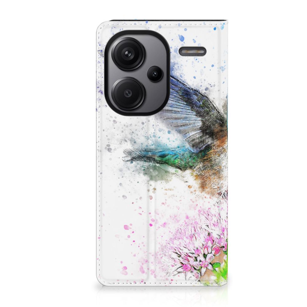 Bookcase Xiaomi Redmi Note 13 Pro Plus Vogel design bloem aanzicht