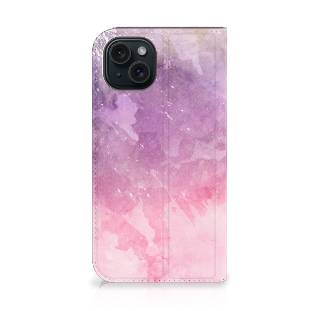 Bookcase iPhone 15 Pink Purple Paint met een prachtig geschilderde paarse en roze textuur 🌈.