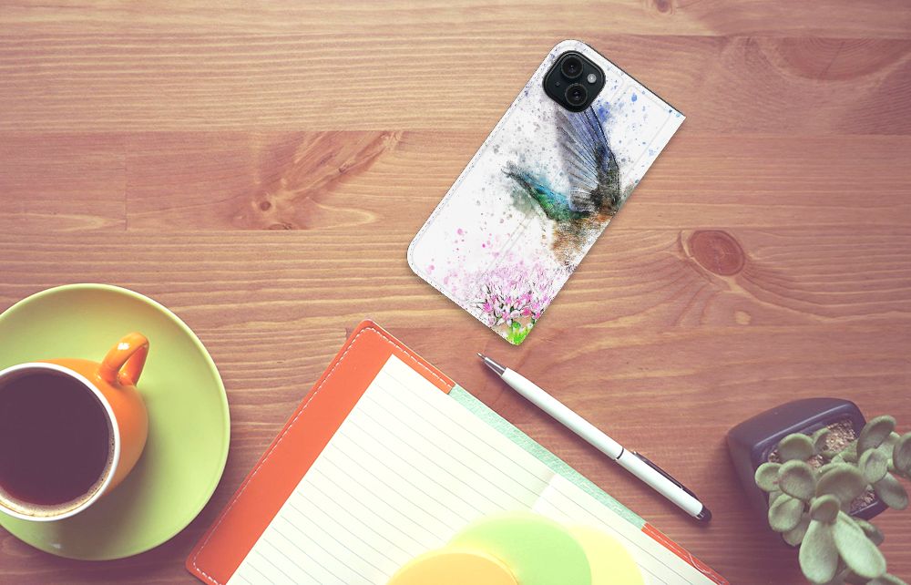 Bookcase iPhone 15 Plus Vogel design natuur aanzicht