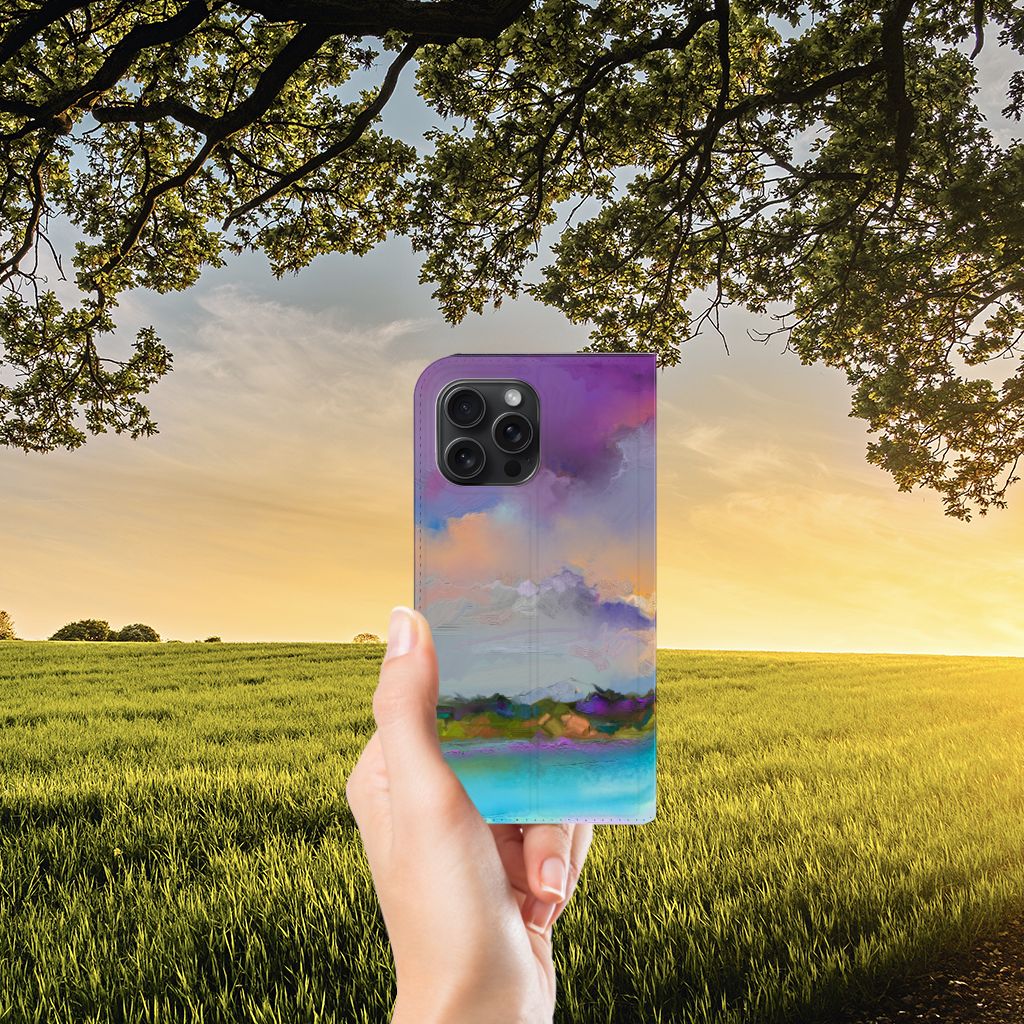 Bookcase iPhone 15 Pro Max Boat hoesje ontwerp landschap buiten