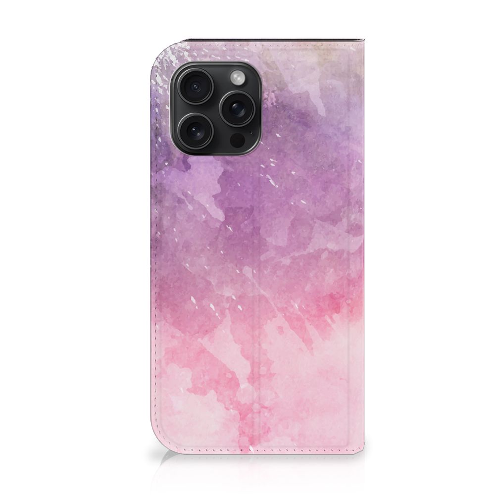 B2C Telecom iPhone 15 Pro Max Bookcase Pink Purple Paint achterkant