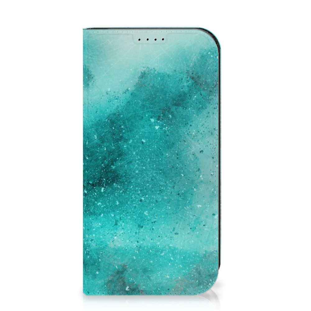 Bookcase iPhone 15 Pro Painting Blue - Een prachtig blauw design met een stijlvol patroon.