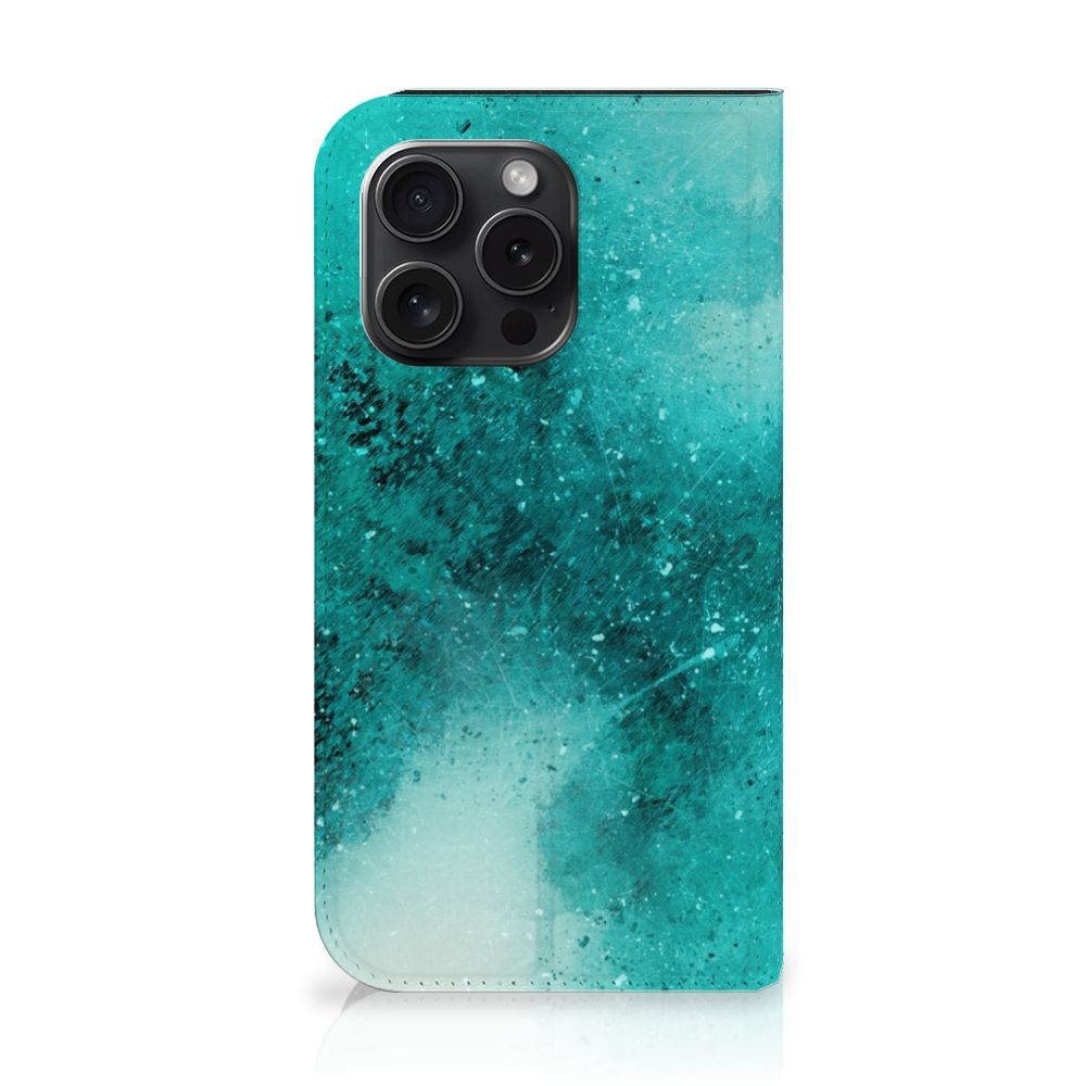 Bookcase iPhone 15 Pro Painting Blue - Uniek design in prachtige blauwe kleuren 🌊.
