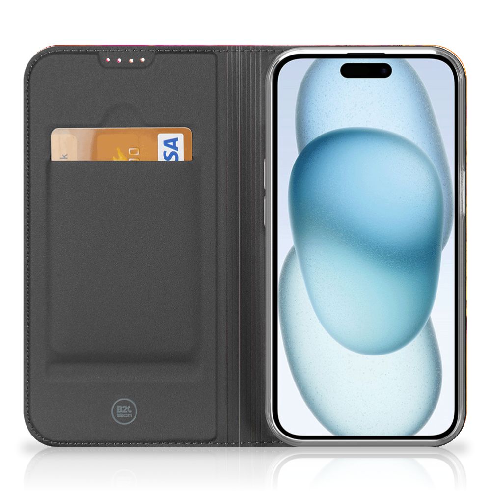 B2C Telecom Bookcase iPhone 15 Tulips binnenkant standaard pasje