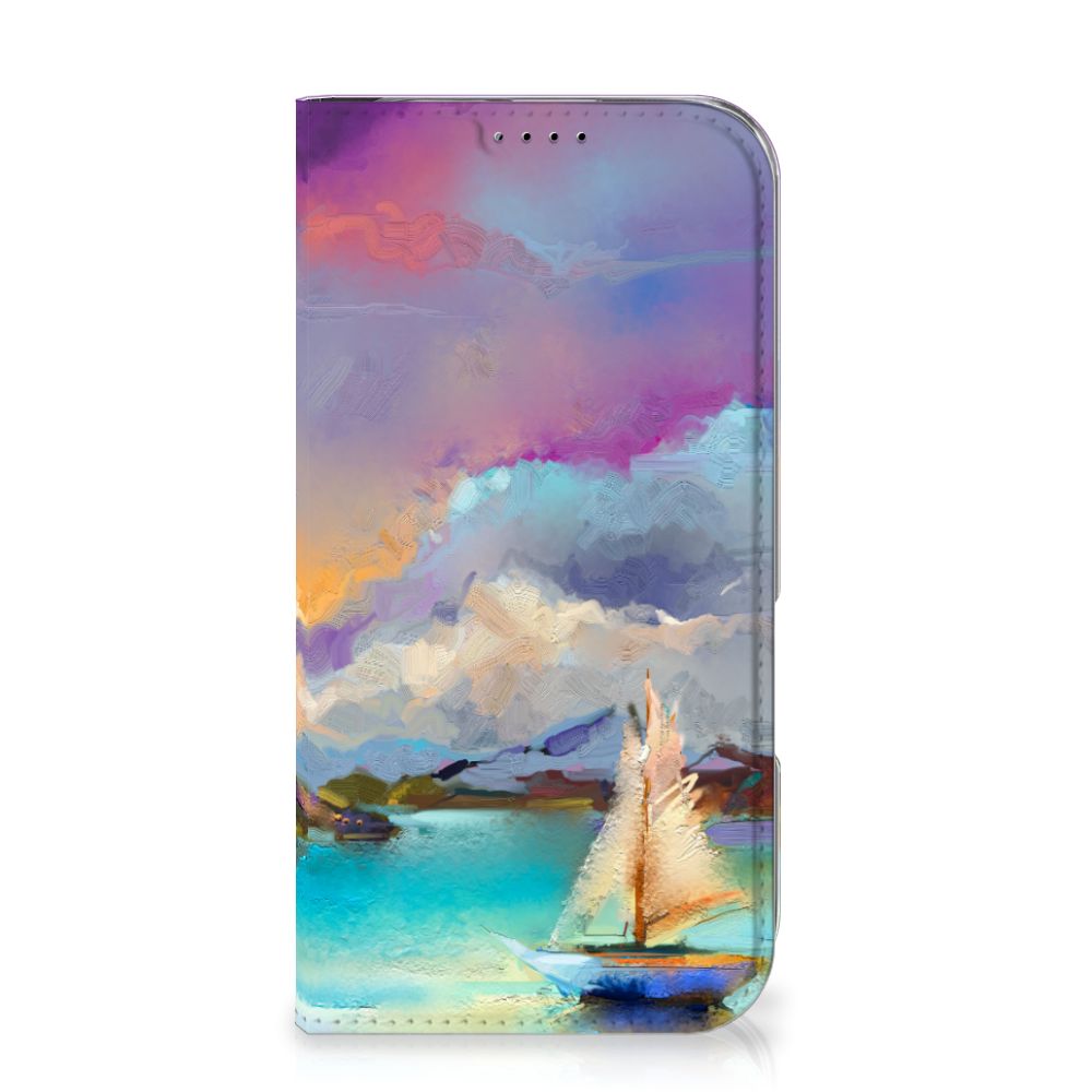 Bookcase iPhone 16 Boat hoesje ontwerp boot schilderij aanzicht