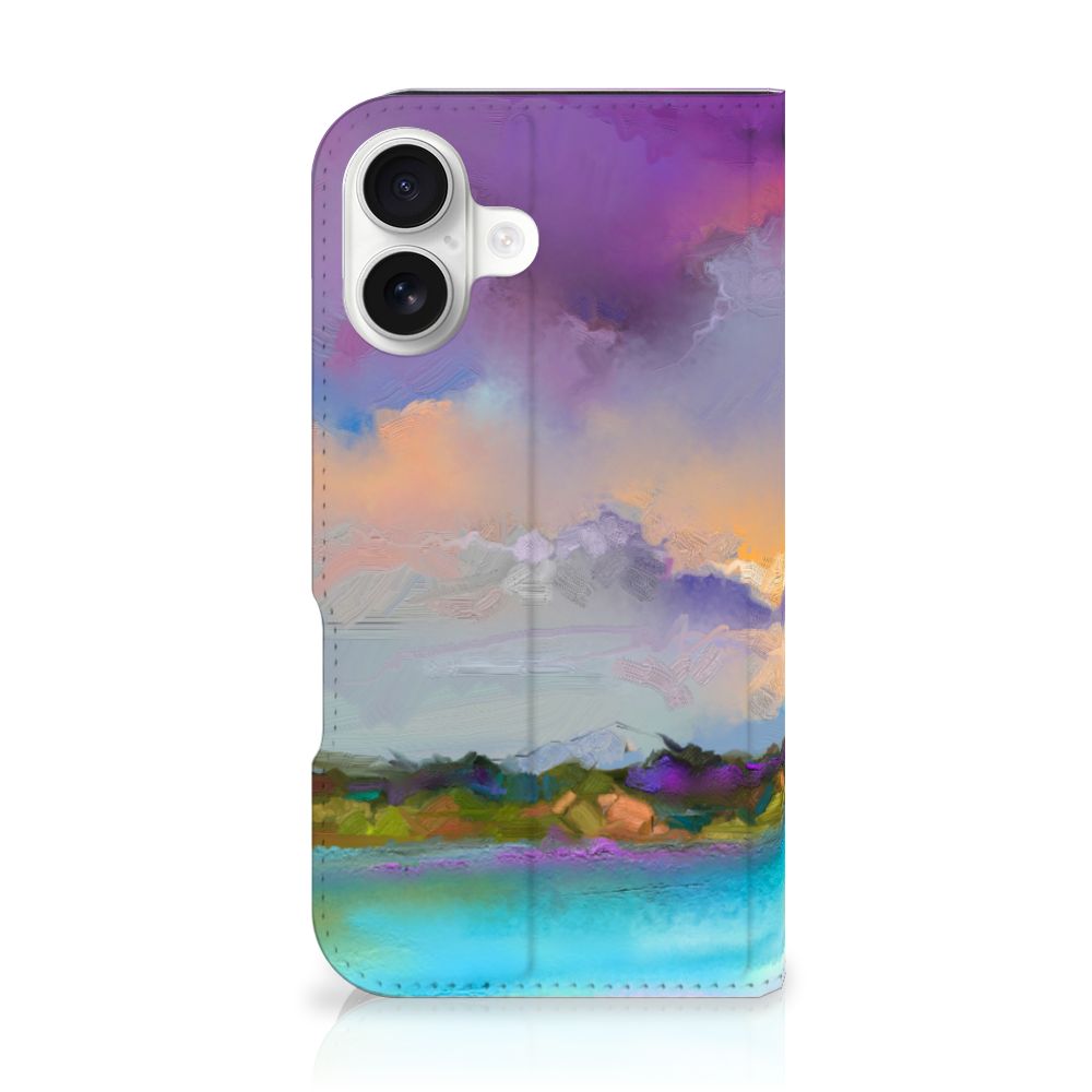 Bookcase iPhone 16 Boat hoesje abstract boot landschap zijkant