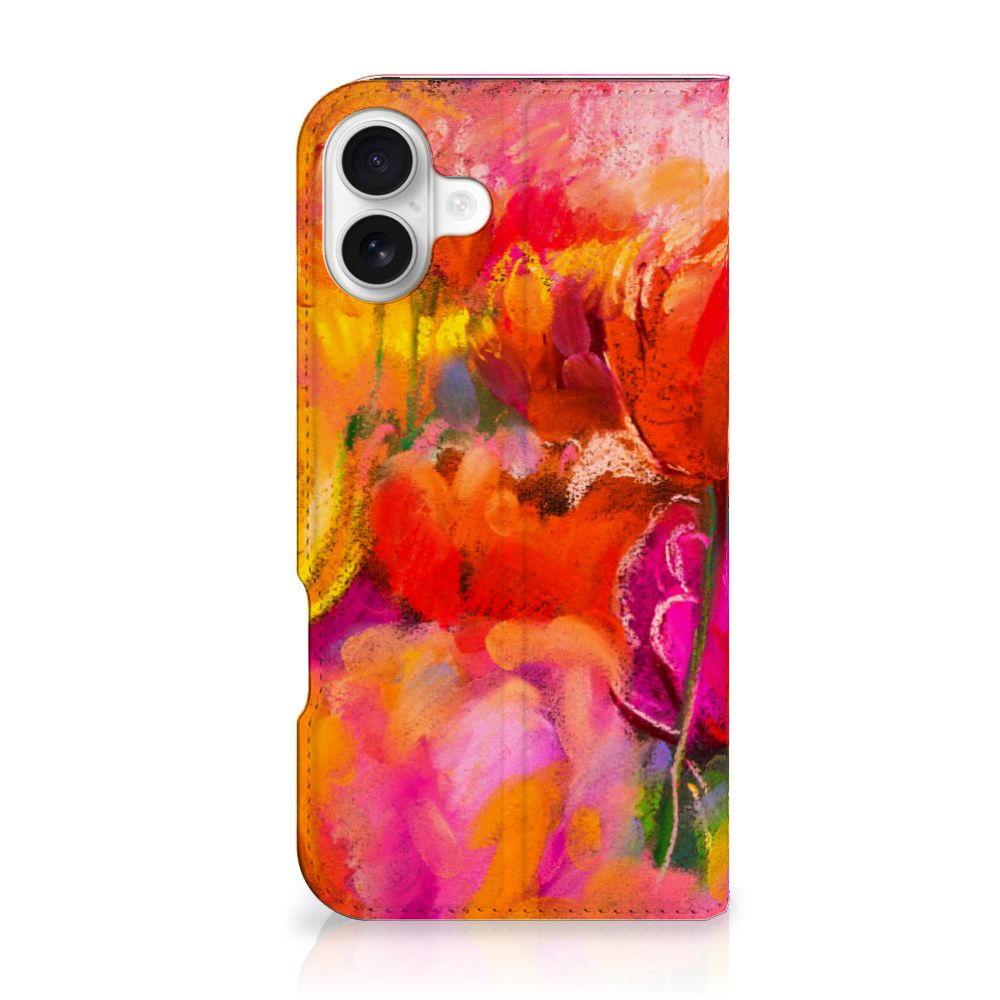 B2C Telecom Bookcase iPhone 16 Plus Tulips design voorkant
