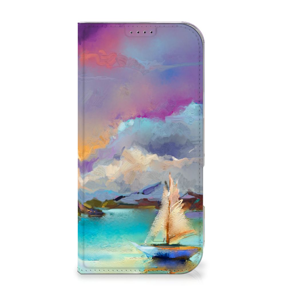 Bookcase iPhone 16 Pro Max Boat hoesje schilderij boot schilderachtig