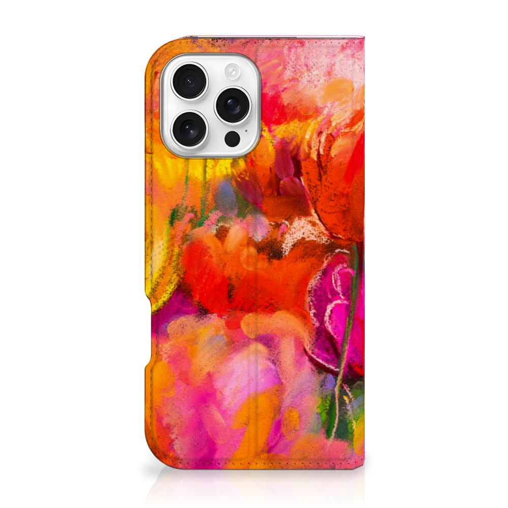 B2C Telecom iPhone 16 Pro Max Bookcase Tulips voorkant